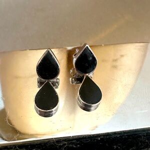 Vintage Sterling and onyx earrings